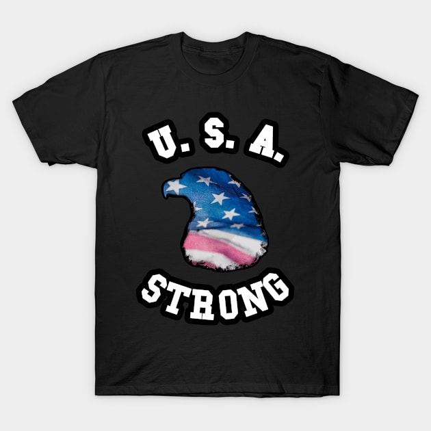 🦅 USA Strong, Eagle Head Flag, America Patriotic T-Shirt by Pixoplanet